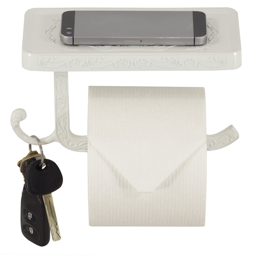 Reversible Toilet Paper Holder With Phone Shelf, Modern Style – Neater Nest