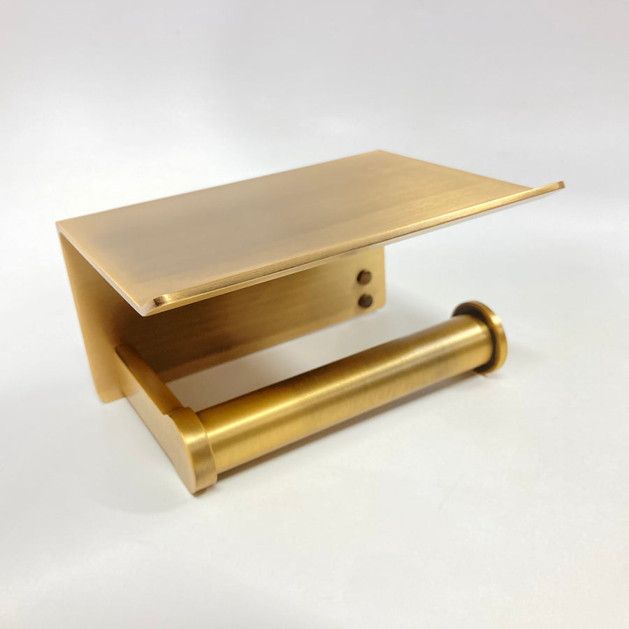 YINXIER W1368 7 inch Toilet Paper Holder Stand with Phone Shelf Finish: Bronze