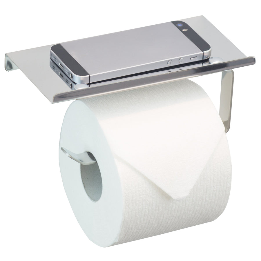 Neater Nest Reversible Toilet Paper Holder with Phone Shelf, Decor Style (Brushed Nickel)