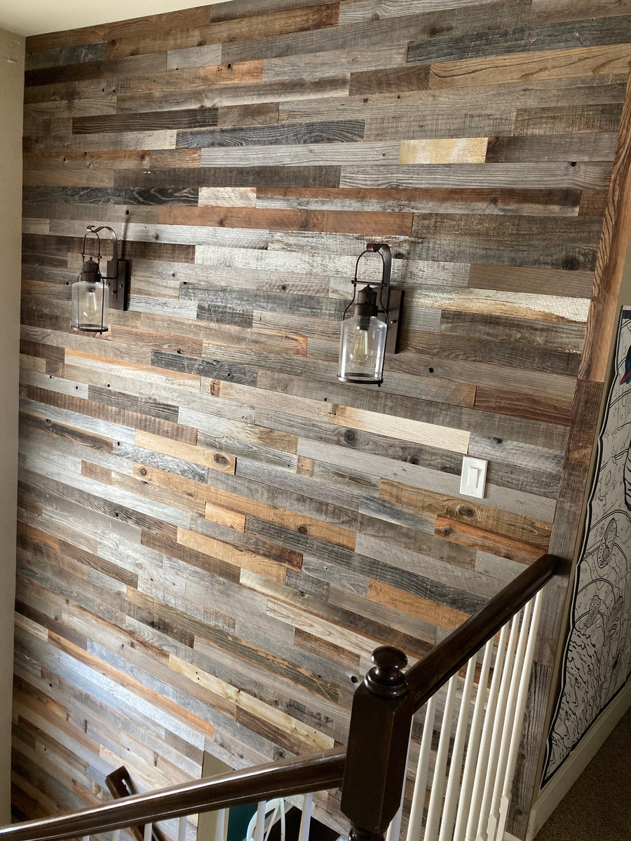 Reclaimed Wood Plank Wall and Installation