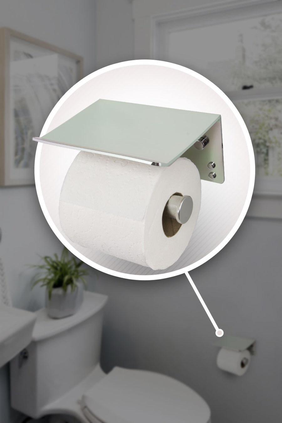 Toilet Paper Holder with Large Top Shelf