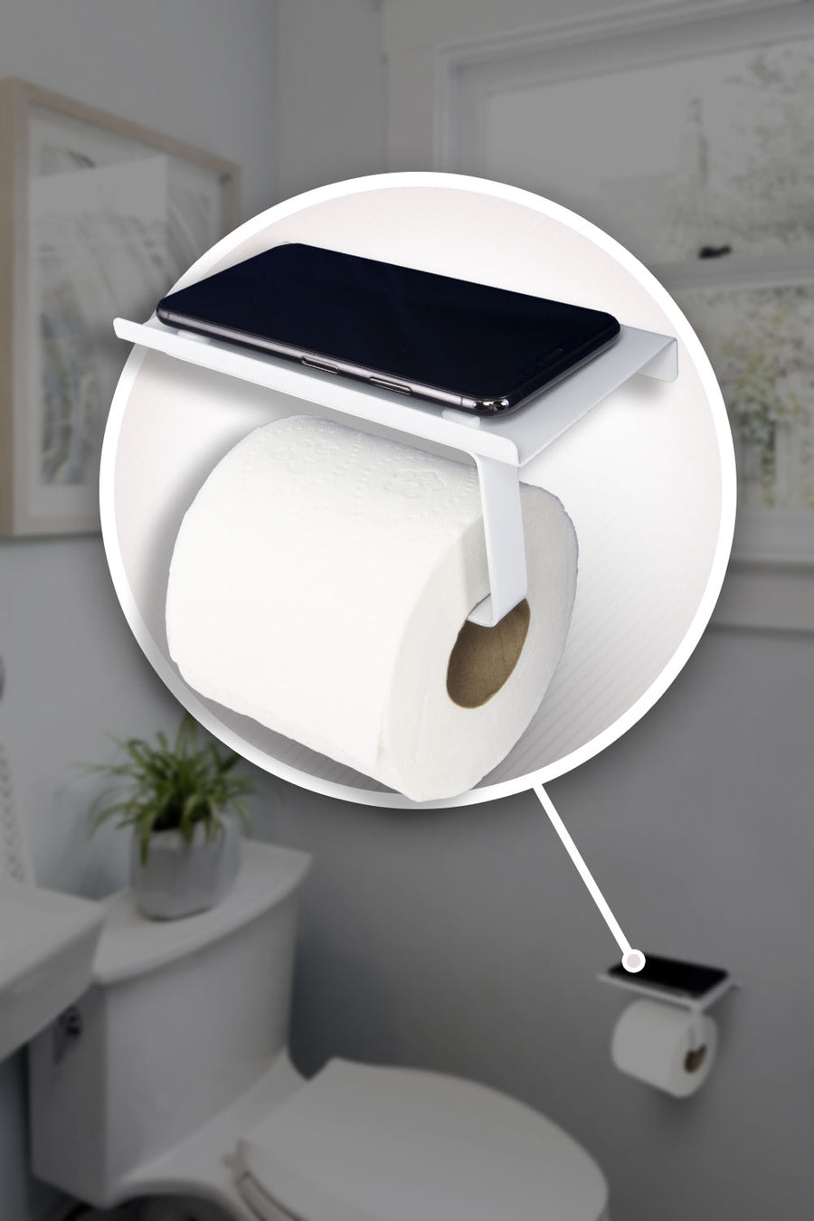 Toilet Paper Holder With Phone Shelf- Modern Style